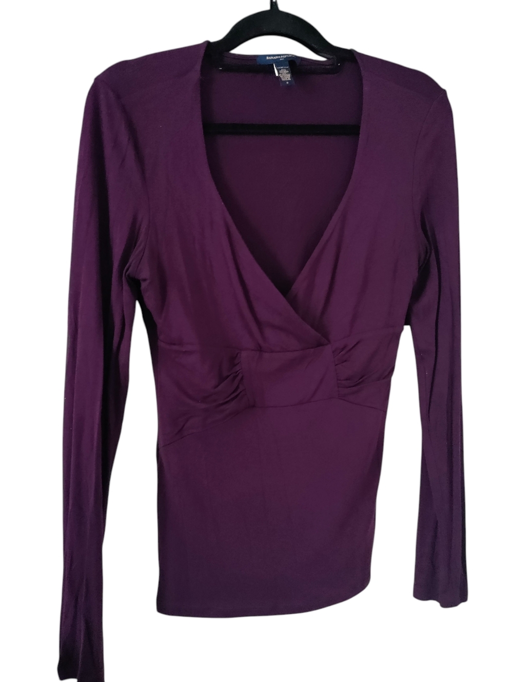 Y2K Banana Republic Stretch Knit V-Neck Wrap Top Long Sleeve Slim Fit